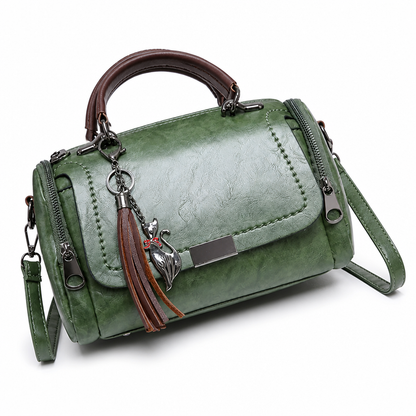 Vegan Leather Convertible Satchel Handbag (Tassel Charm) | ribuella