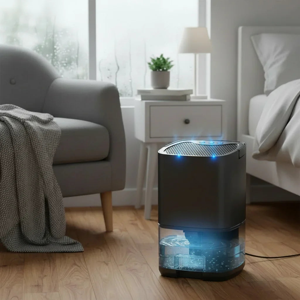 Quiet Portable Dehumidifier - Compact Build, Silent Operation