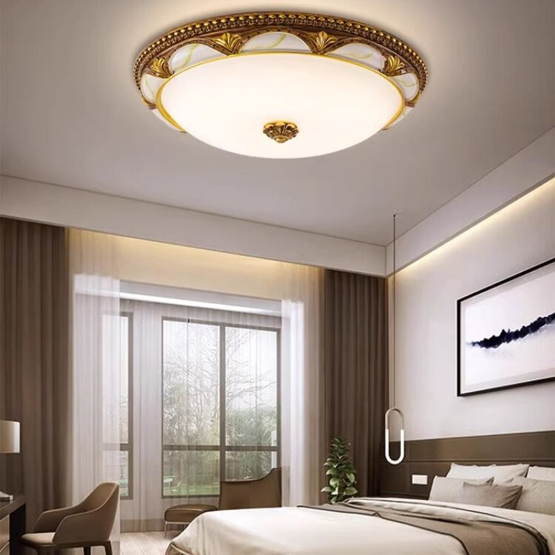 Epoch Antique Brass Floral Flush Mount Ceiling Light Fixture