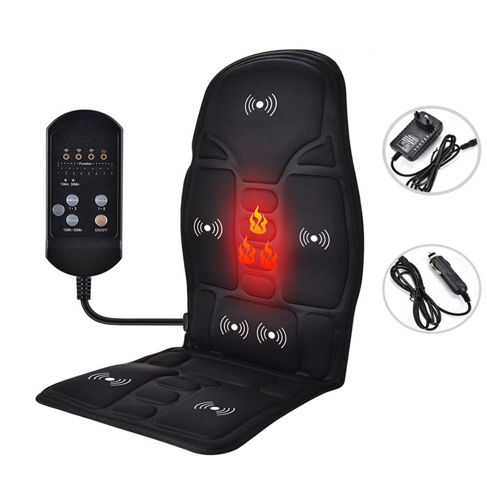 Ergonomický vyhřívaný vibrační masážní potah na sedadlo s opěrnou podložkou pro páteř