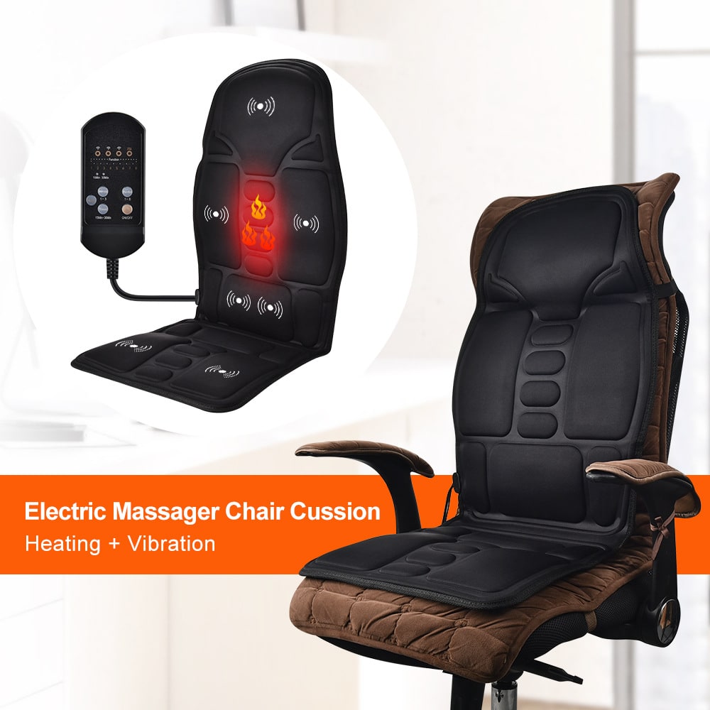Ergonomický vyhřívaný vibrační masážní potah na sedadlo s opěrnou podložkou pro páteř