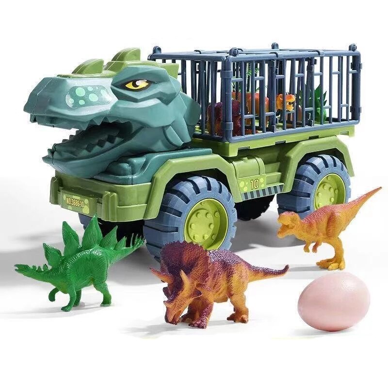 Interaktív őskori teherautókészlet mozgatható dinoszauruszfigurákkal és kerekekkel