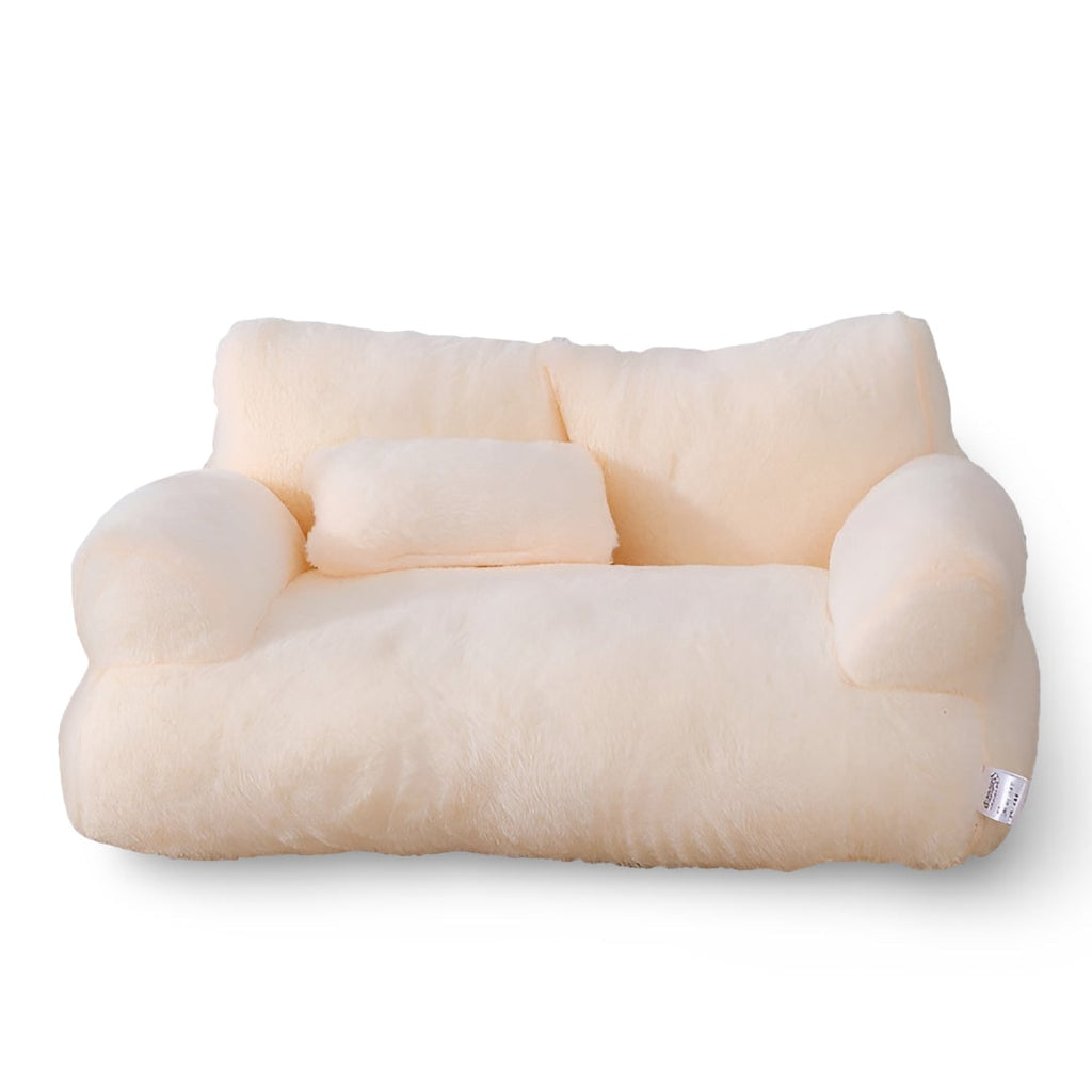 Dog Lounge Sofa Bed Plus Raised Armrests And Matching Plush Pillow