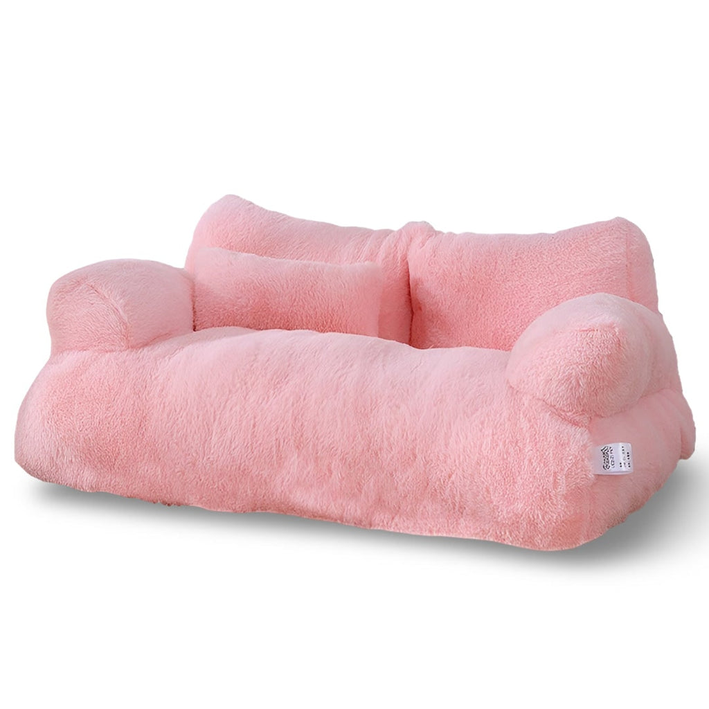 Dog Lounge Sofa Bed Plus Raised Armrests And Matching Plush Pillow