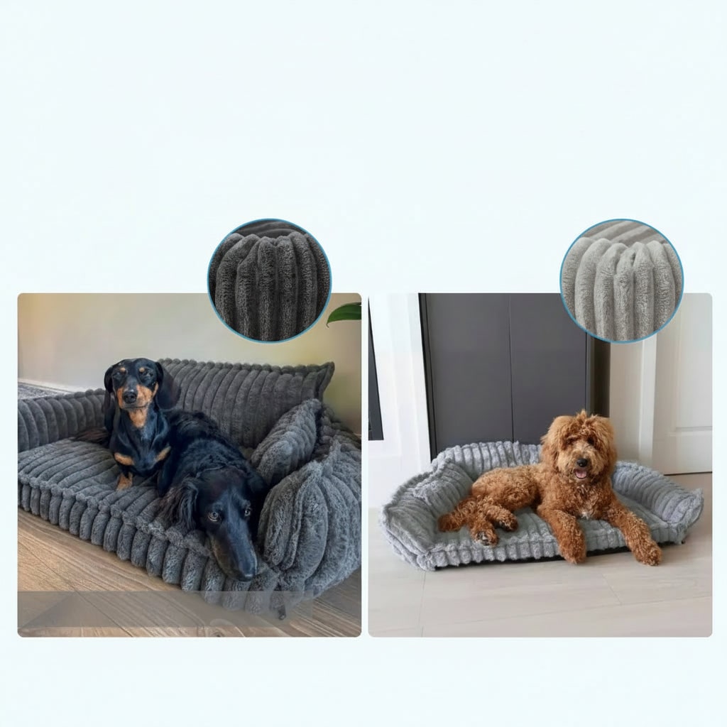 Orthopedic Dog Sofa Bed, Washable, Raised Bolsters, Plush Pillow