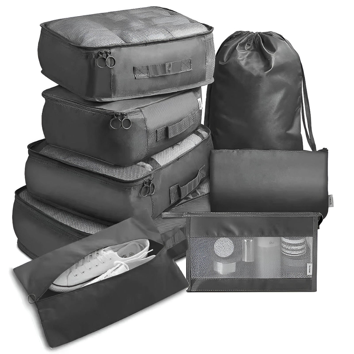 Travel Packing Cube Bundle Separate Shoe Pouch And Toiletry Bag