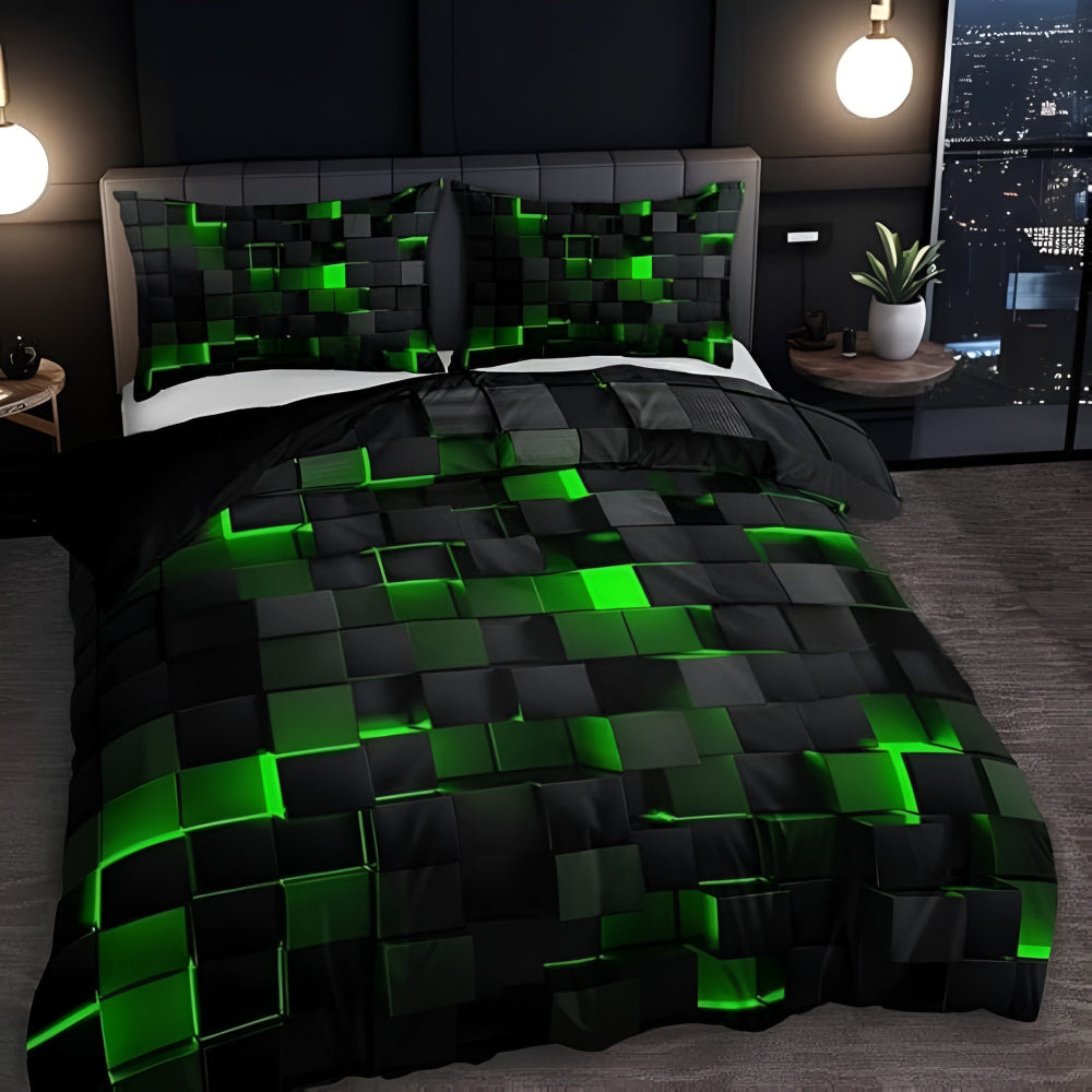 Steppbettbezug-Set mit Neonmuster, auffälliger geometrischer Druck und leichter Komfort