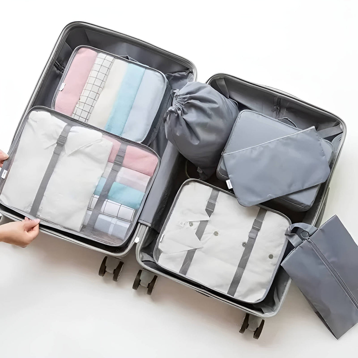Travel Packing Cube Bundle Separate Shoe Pouch And Toiletry Bag