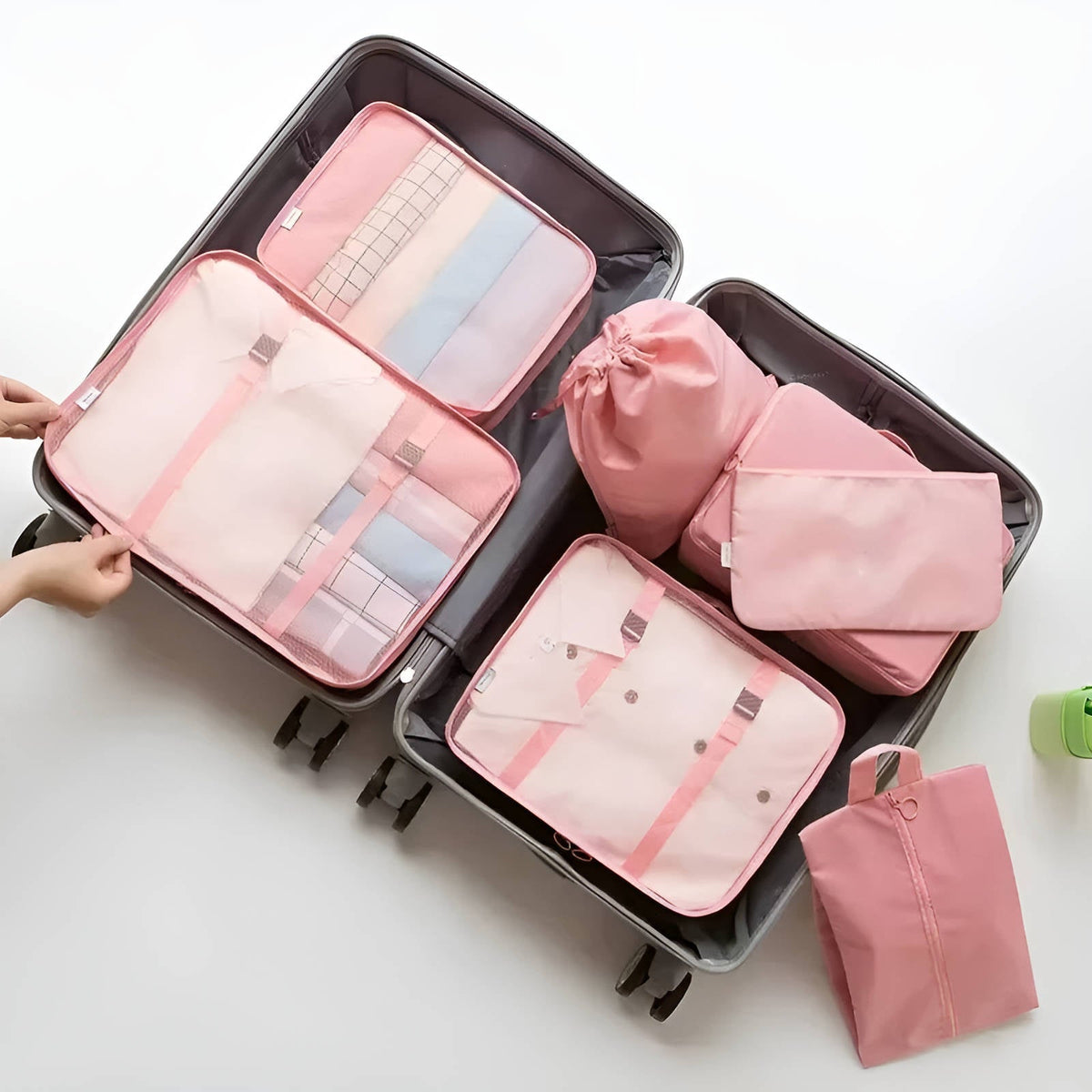 Travel Packing Cube Bundle Separate Shoe Pouch And Toiletry Bag