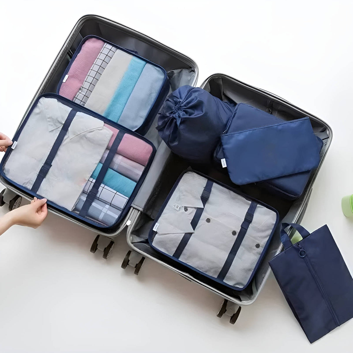 Travel Packing Cube Bundle Separate Shoe Pouch And Toiletry Bag
