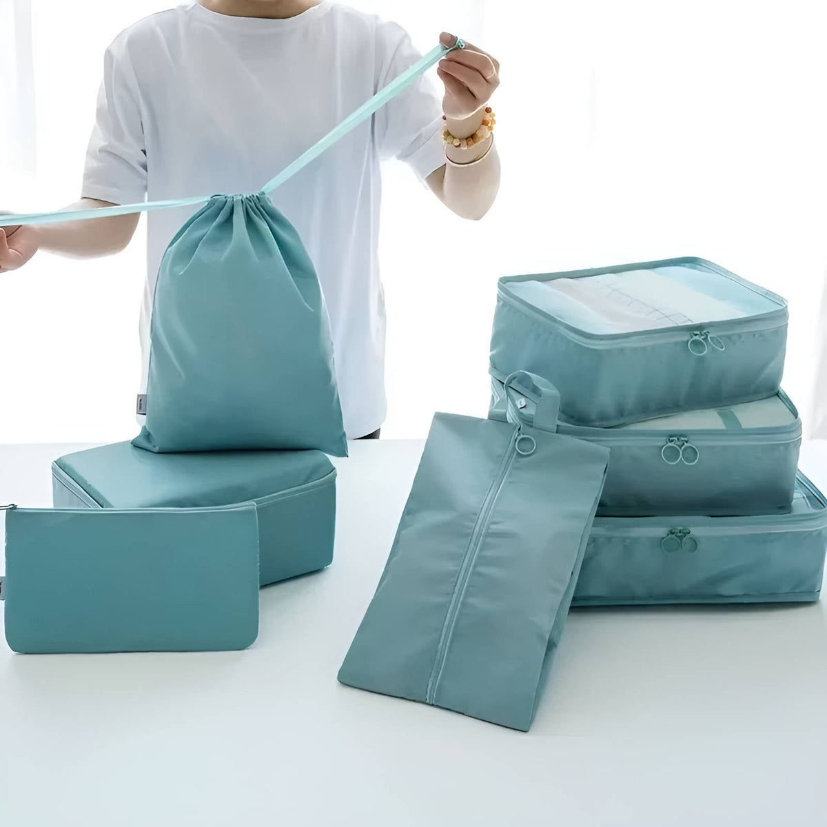 Travel Packing Cube Bundle Separate Shoe Pouch And Toiletry Bag