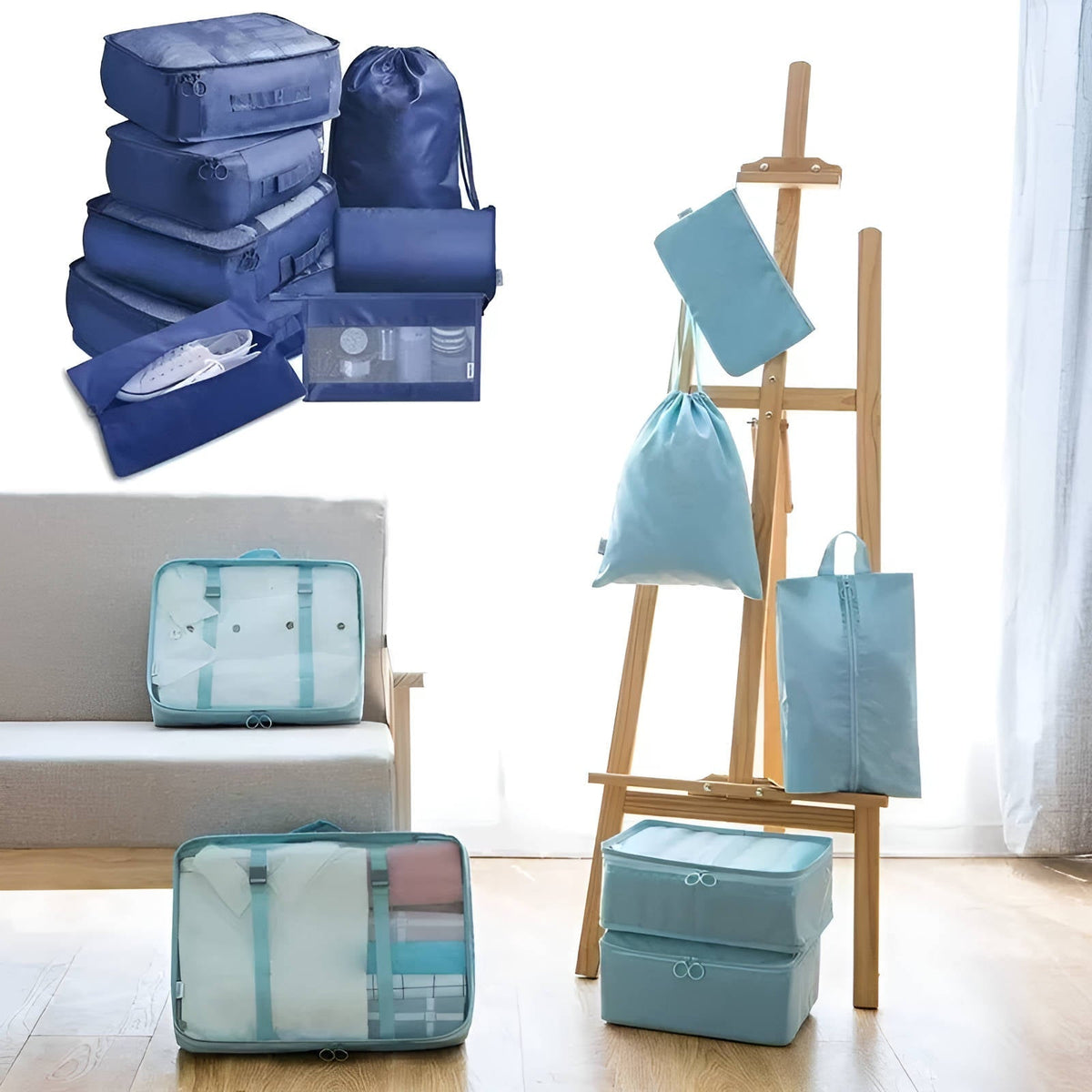Travel Packing Cube Bundle Separate Shoe Pouch And Toiletry Bag