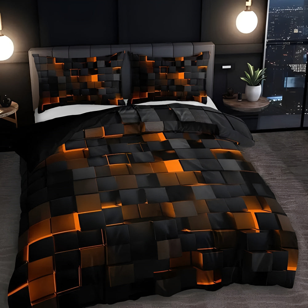 Steppbettbezug-Set mit Neonmuster, auffälliger geometrischer Druck und leichter Komfort