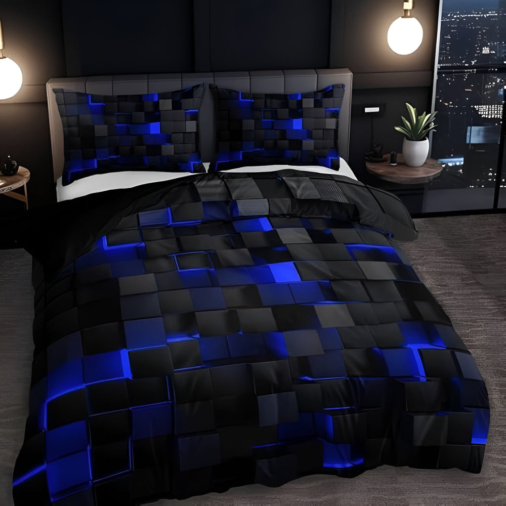 Steppbettbezug-Set mit Neonmuster, auffälliger geometrischer Druck und leichter Komfort