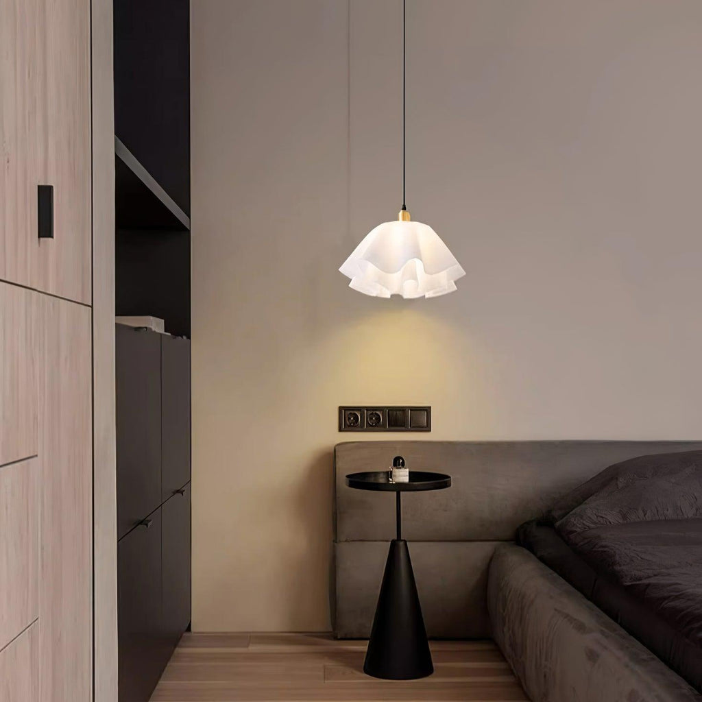 Gailon Pleated Pendant Lamp, Brass And White Finish, 30 Cm And 40 Cm Sizes