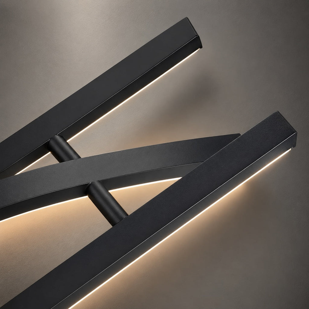 Modern Black Pendant Light Linear Hanging Aluminum LED Fixture with Adjustable Height Dimmable | ribuella