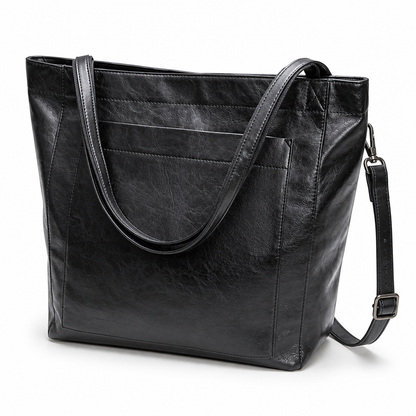 Structured Genuine Leather Tote (Detachable Strap) | ribuella