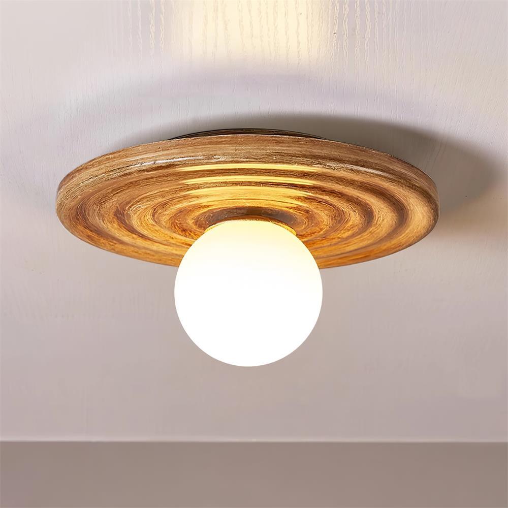 Francie Ceiling Light, Circular Disc Shape, Wabi Sabi Details, Warm Ambient Glow