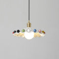 Fonthill Pendant Lamp, Sculpted Wavy Form, Glossy Bead Detail