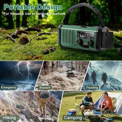 Survival Radio with 10,000 mAh Battery - Solar, Hand Crank & USB-C Charging - LED Torch, SOS Alert & Navigation | ribuella