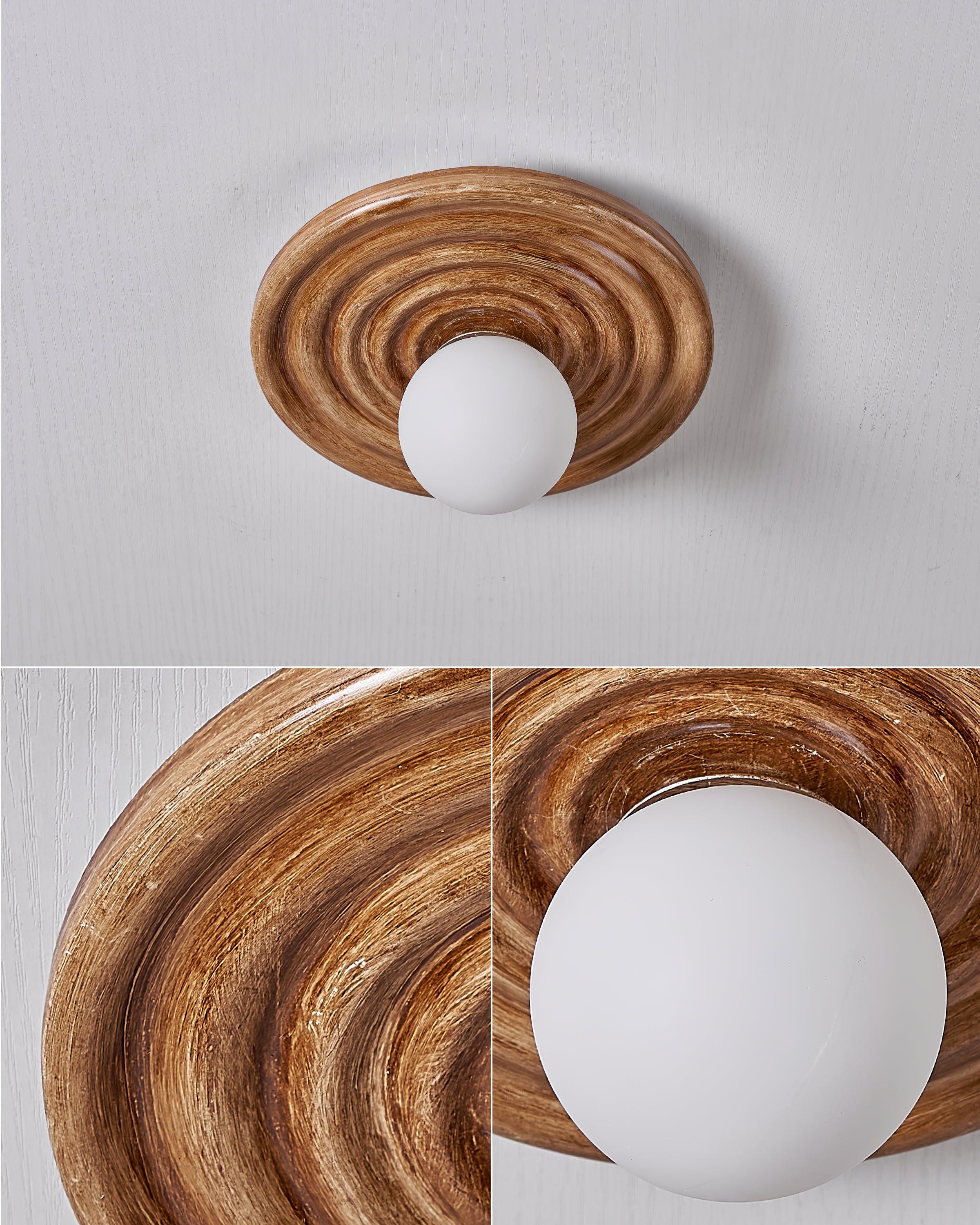Francie Ceiling Light, Circular Disc Shape, Wabi Sabi Details, Warm Ambient Glow