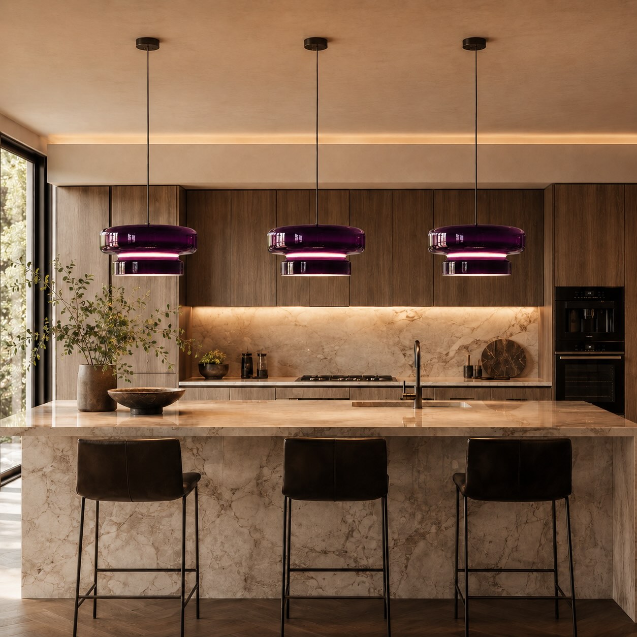 Modern Glass Pendant Lamp Adjustable Hanging Light LED Fixture for Kitchen and Dining | ribuella