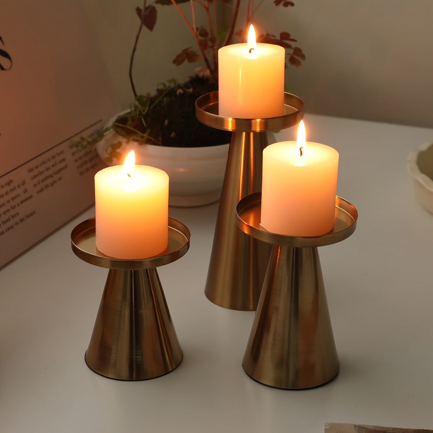 Trinity Elegance – Triad of Iron Cone Candle Holders | ribuella