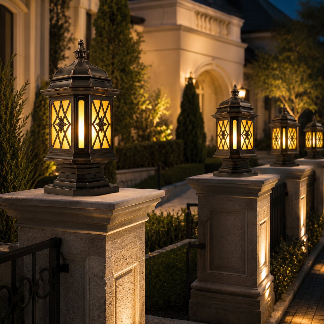 Modern Outdoor Pillar Light Wall Mounted Aluminum E27 Socket with Frosted Glass Shade | ribuella