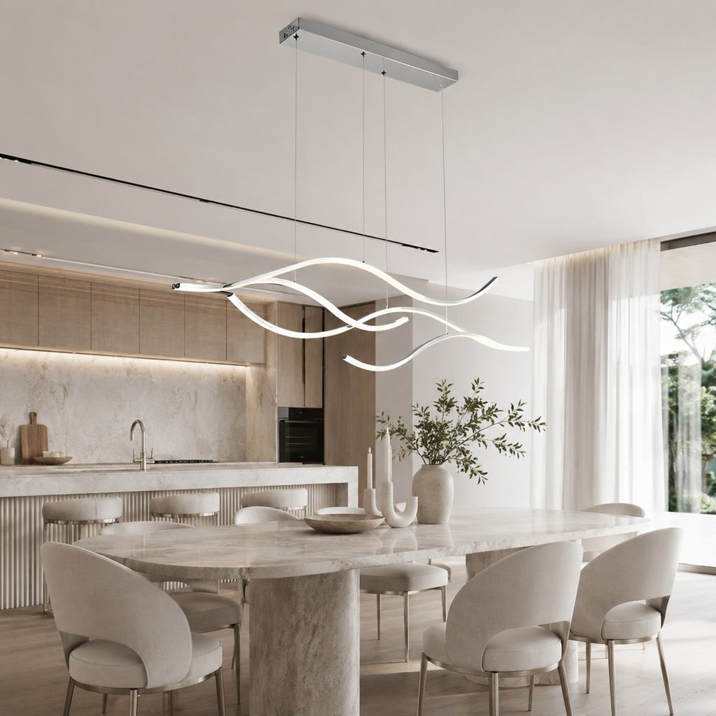 Moderne LED-Pendelleuchte, verstellbare Hängeleuchte aus Metall mit Silikonschirm, dimmbar | ribuella