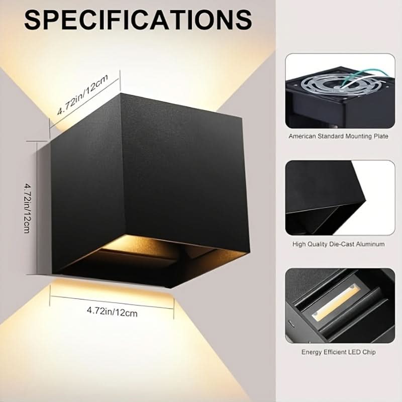 Lampă de perete pătrată pentru exterior - Design vertical și orizontal | ribuella