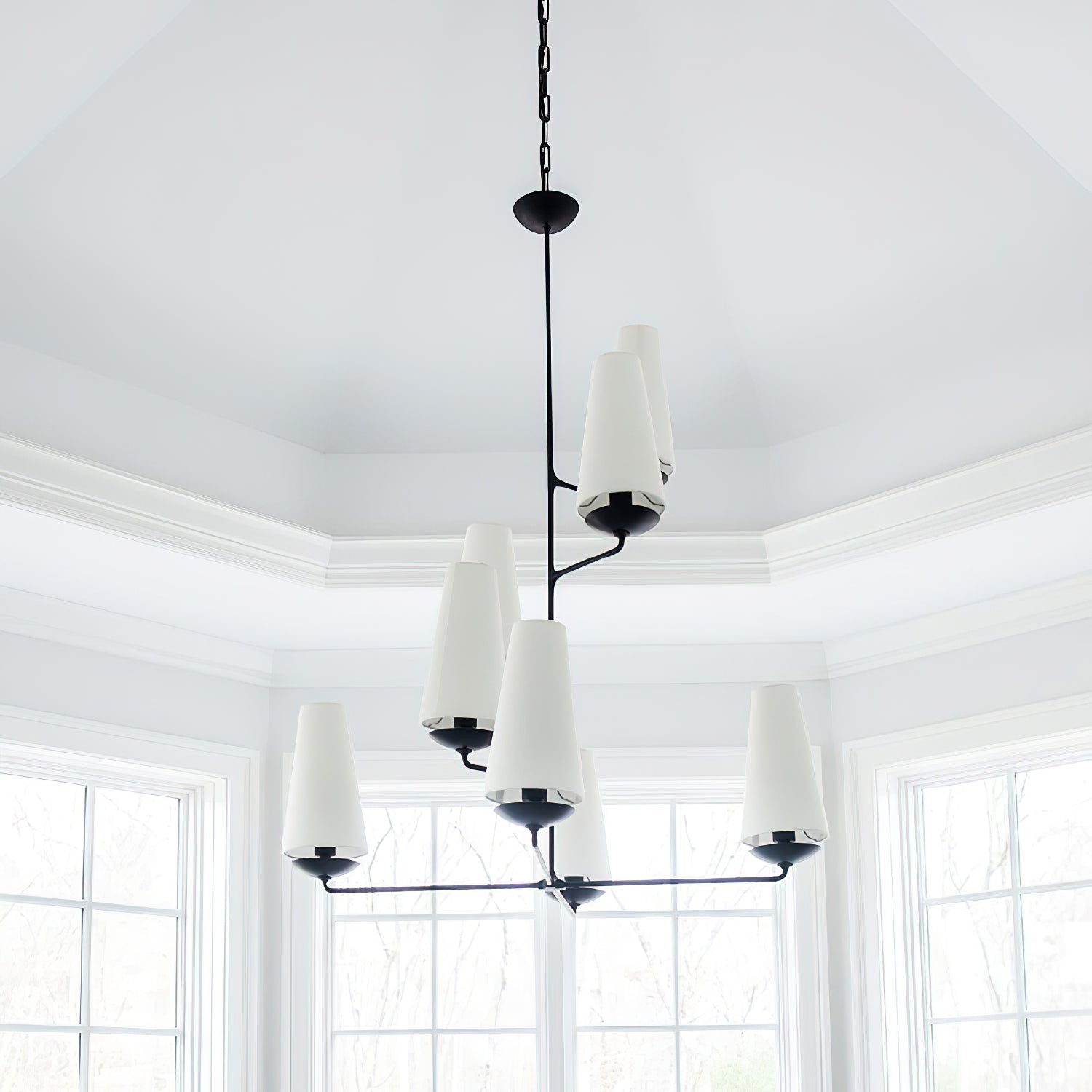 Fontaine Vertical Chandelier Tall Tiered Suspension Ceiling Light