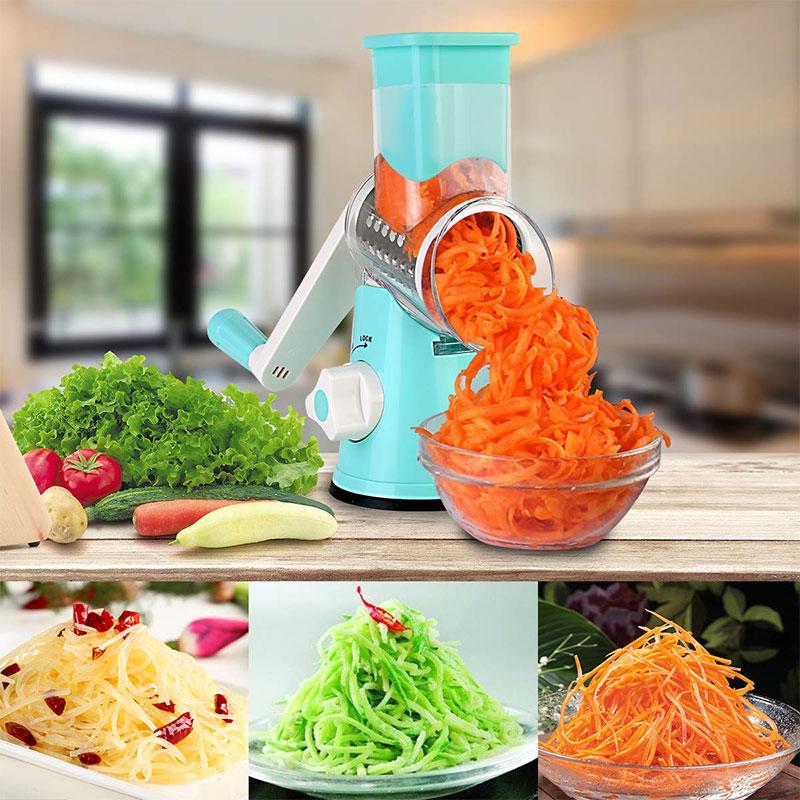 Rallador giratorio de verduras - Cuchillas de tambor para triturar - Base de succión estable antideslizante - SliceCraft | ribuella