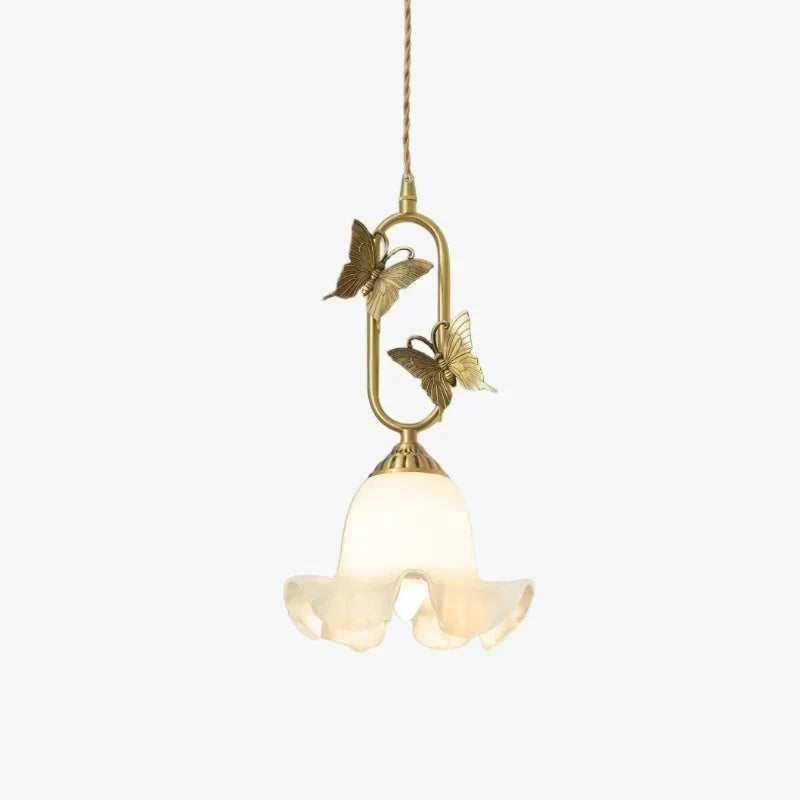 Vintage French Copper Butterfly Pendant Lamp