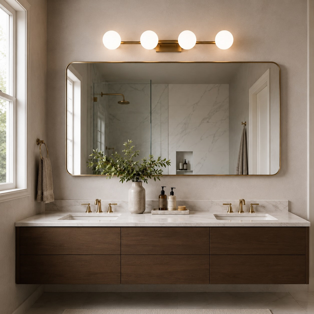 Modern LED Bathroom Vanity Light Bar Wall Mounted Copper with Adjustable Color Temperature | ribuella