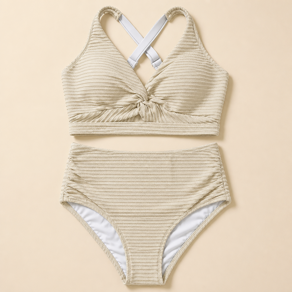 SerenaWave – Twist-Front High-Waist Streamlining Bikini Set | ribuella