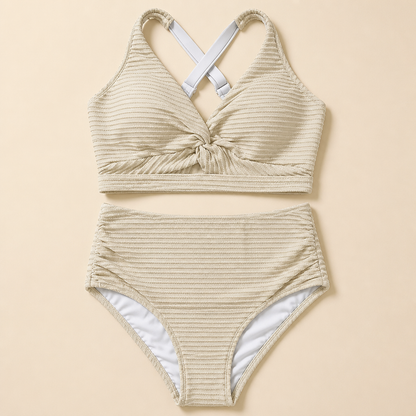 SerenaWave – Twist-Front High-Waist Streamlining Bikini Set | ribuella