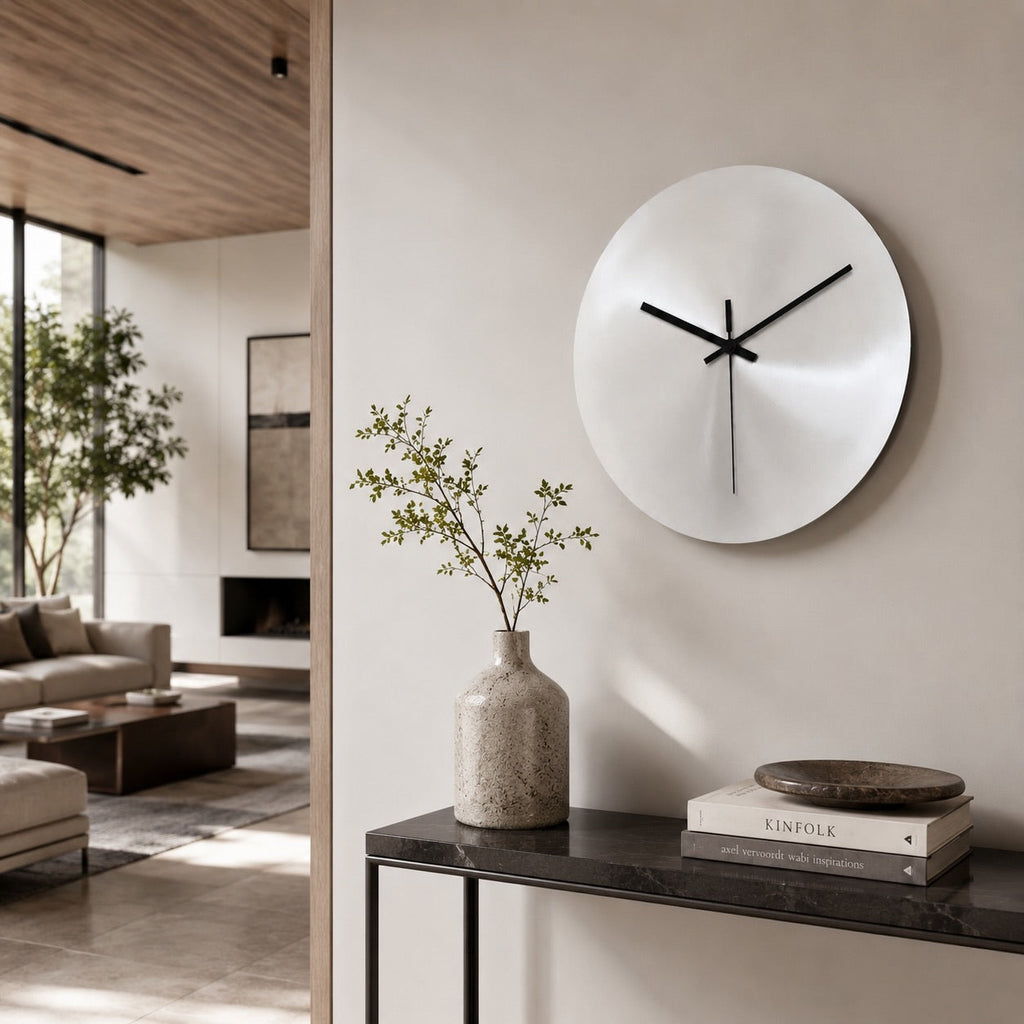 Modern Wall Clock Ultra-Slim Stainless Steel Silent Quartz Minimalist Design for Home Decor | ribuella