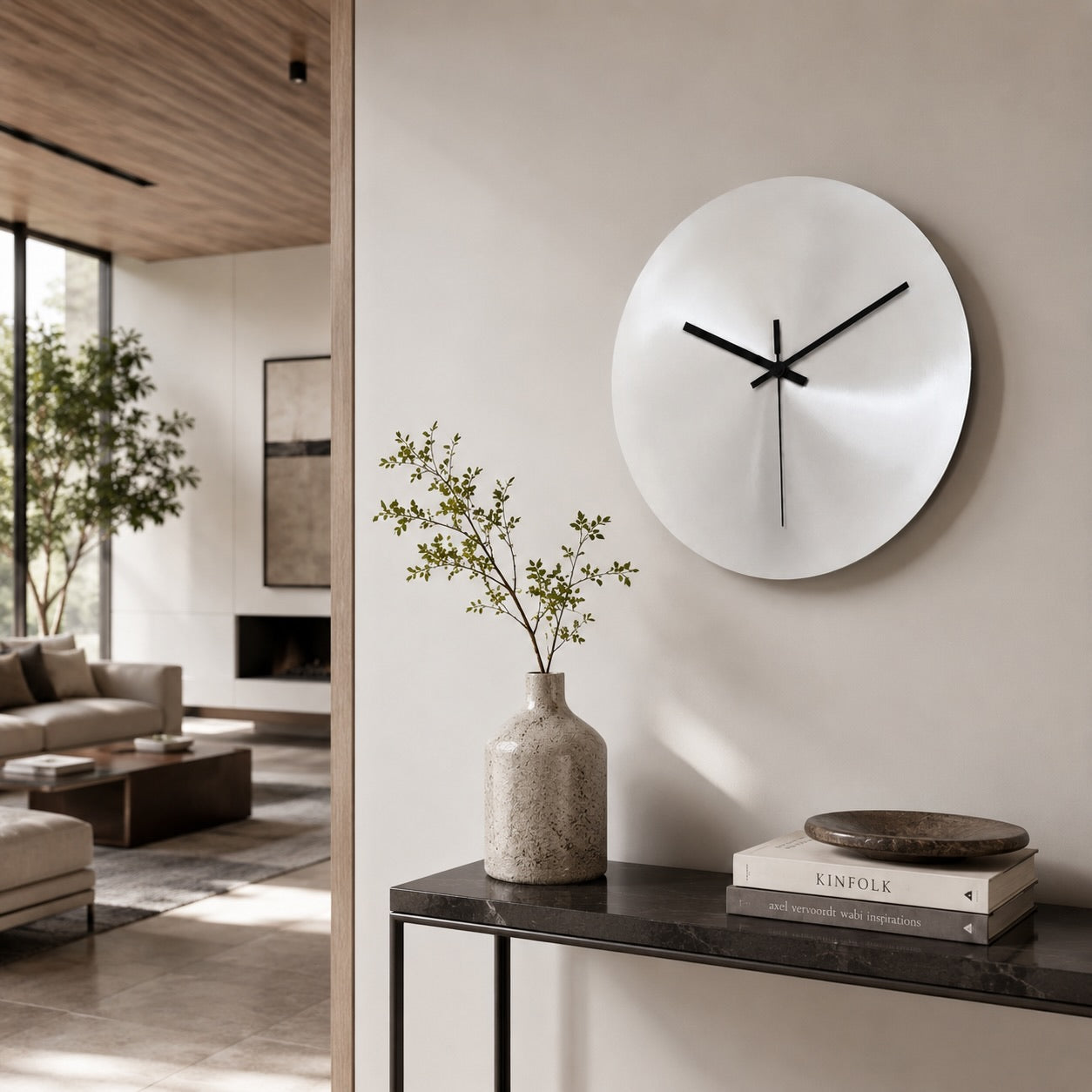 Modern Wall Clock Ultra-Slim Stainless Steel Silent Quartz Minimalist Design for Home Decor | ribuella