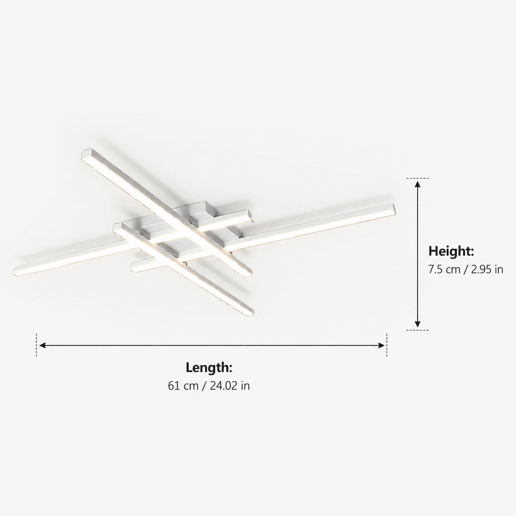 Modern Minimalist Ceiling Light Long Strip LED Adjustable Color Temperature Iron Acrylic | ribuella
