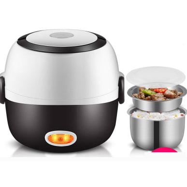 Portable Electric Lunch Box — Stainless Steel Bowls Stackable Bento Food Warmer