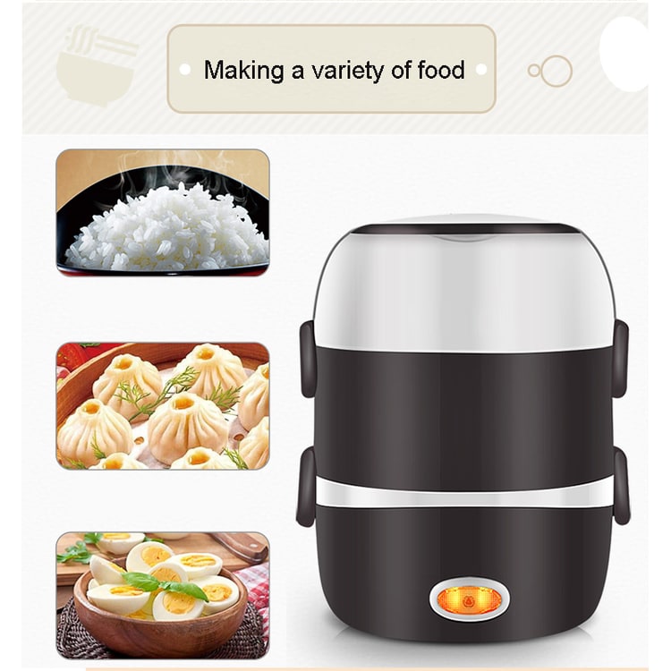 Portable Electric Lunch Box — Stainless Steel Bowls Stackable Bento Food Warmer
