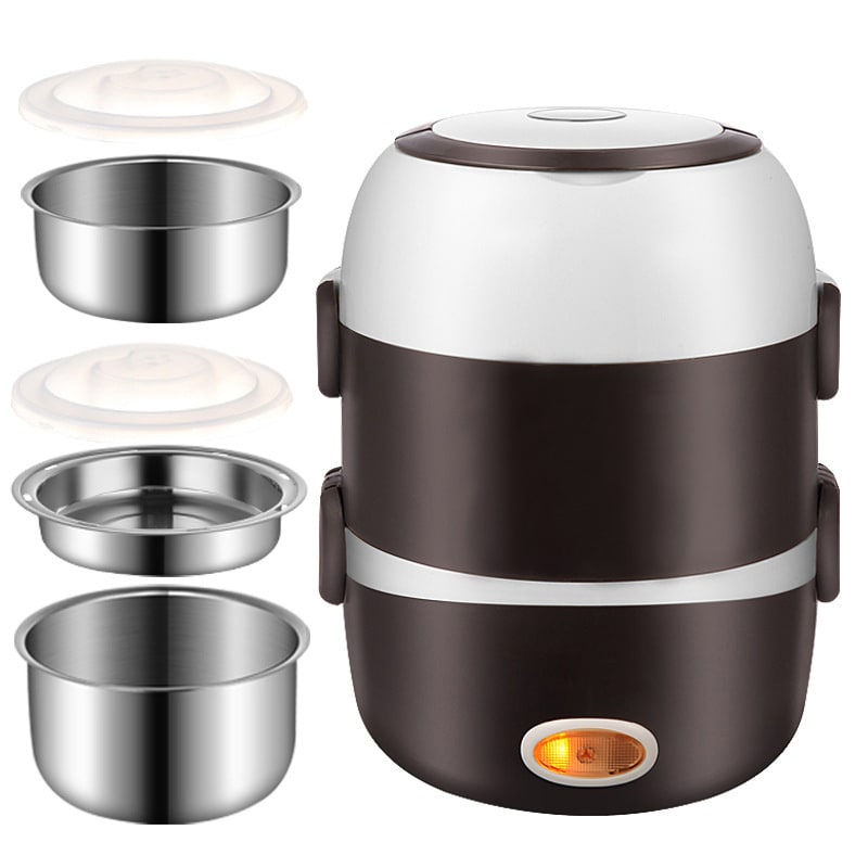 Portable Electric Lunch Box — Stainless Steel Bowls Stackable Bento Food Warmer