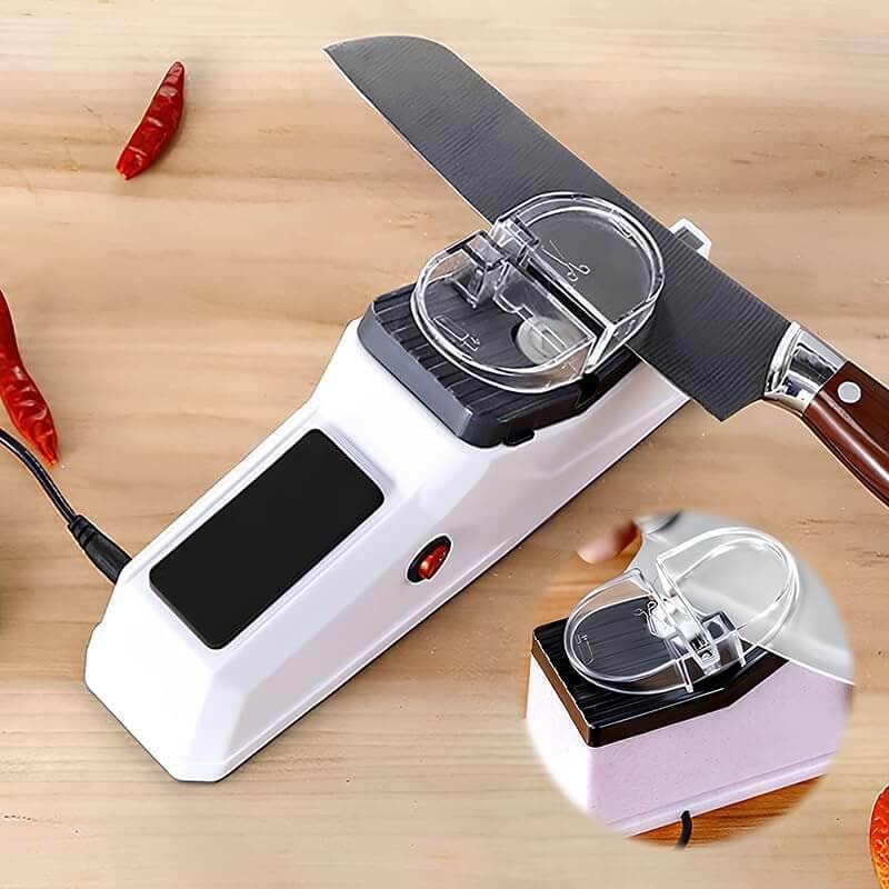 Automata elektromos kés- és ollóélező, USB-s, hordozható, konyhai asztali kivitel