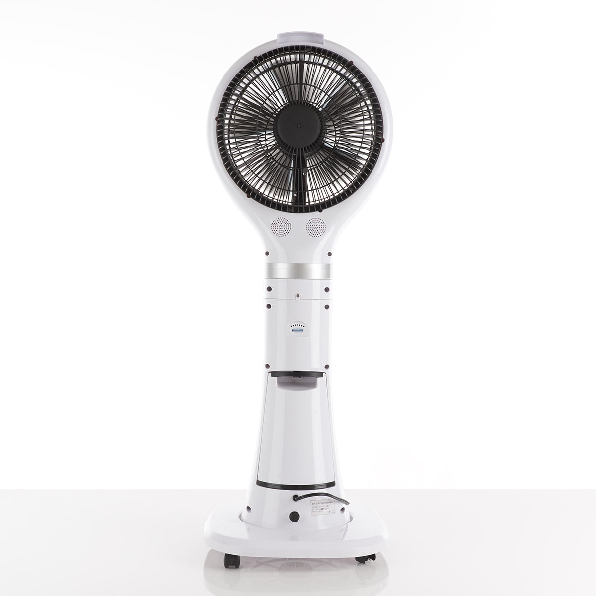 Ventilador nebulizador portátil de pedestal, flujo de aire oscilante, pantalla LED blanca, enfriamiento evaporativo