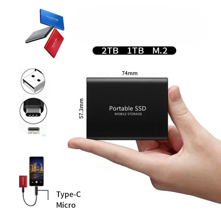 1TBポータブル外付けSSD 高速データ転送 USB-Cインターフェース