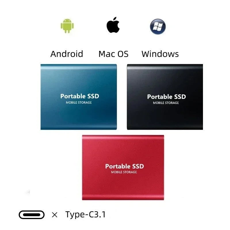1TBポータブル外付けSSD 高速データ転送 USB-Cインターフェース
