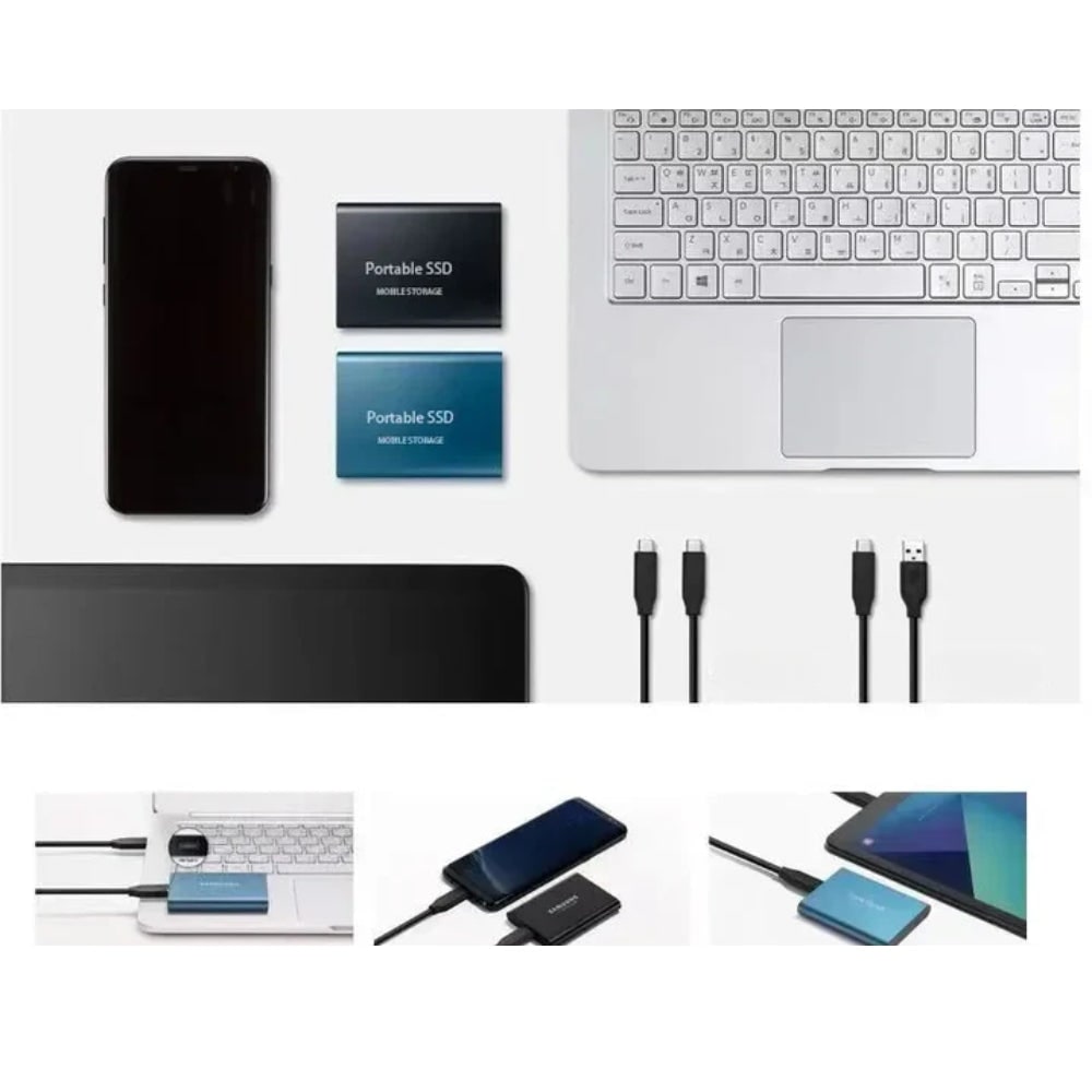 Portable External Solid State Drive - USB-C Cable Included, Compact High-Speed Storage