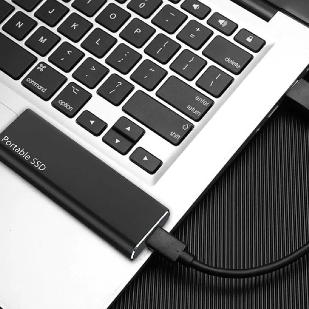 Bärbart externt SSD-hölje i aluminium med USB-C-anslutning