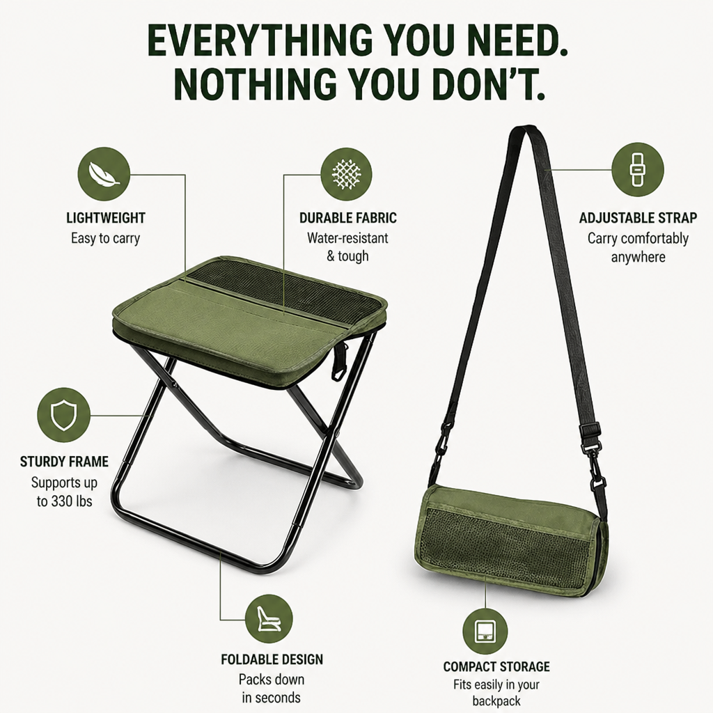 TrailNest Portable Seat - Adventure-Ready Comfort That Moves as Light as You Do | ribuella