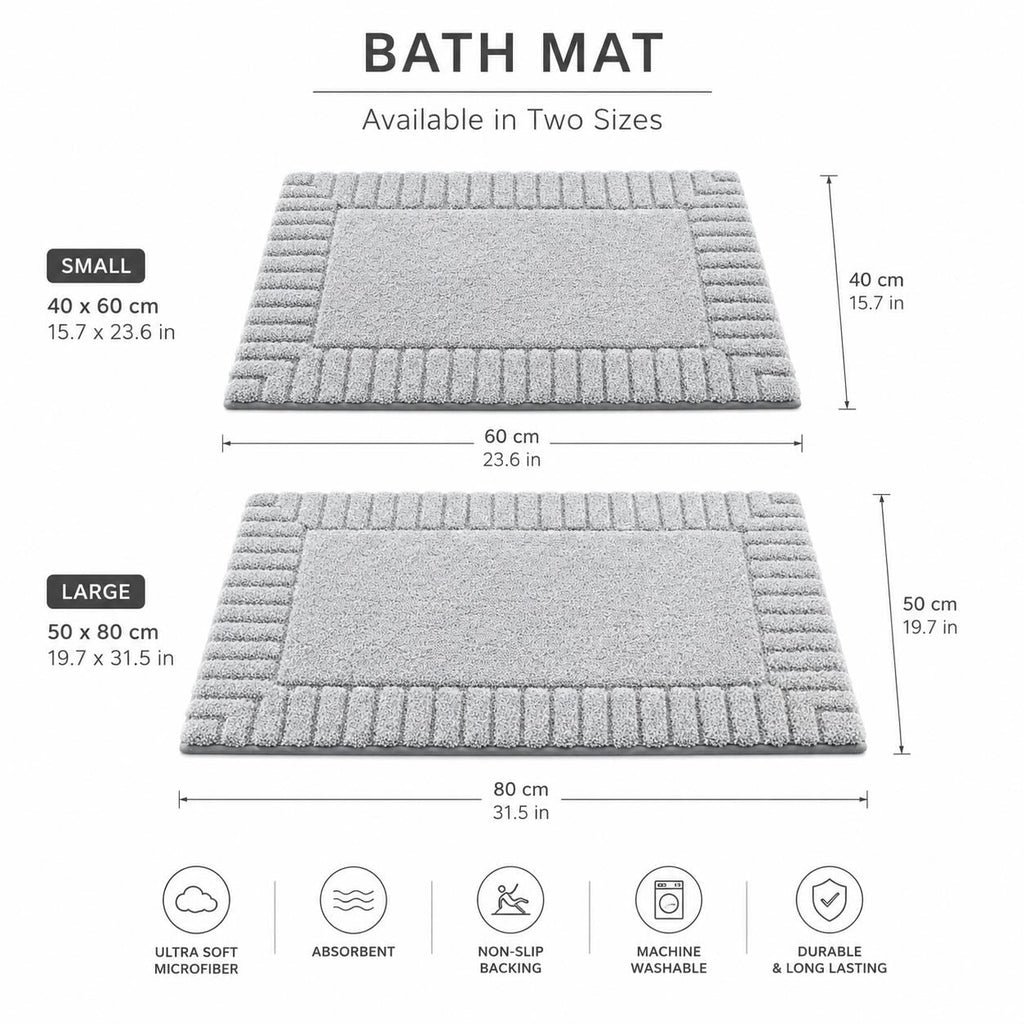 Covoraș de baie modern Stripe, cu suprafață moale din material flocat, antiderapant și cu uscare rapidă, pentru baie și bucătărie | ribuella